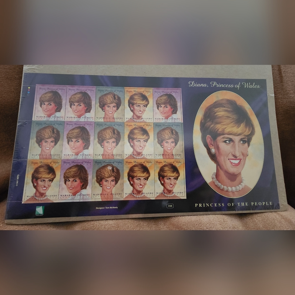 1997 Princess Diana stamp set and $5 coins